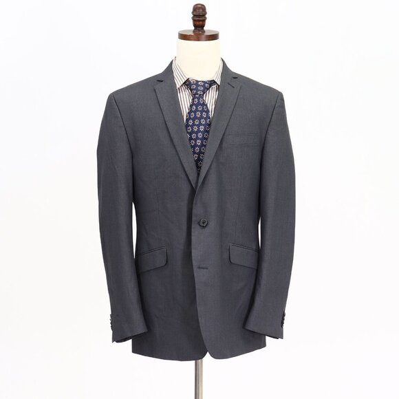 Kenneth Cole 44L Gray Solid 2-Button Sport Coat Blazer Jacket B197 - Picture 1 of 11